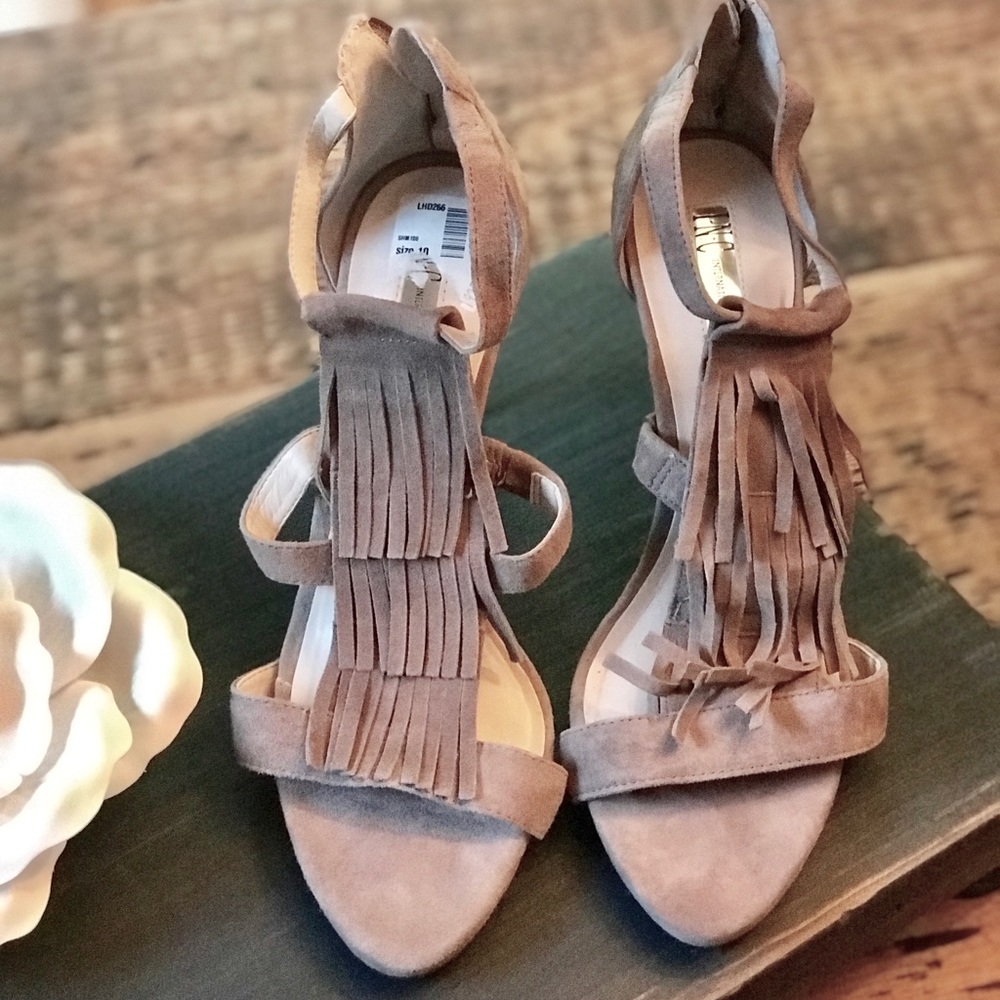 I•N•C Suede Fringe Heels